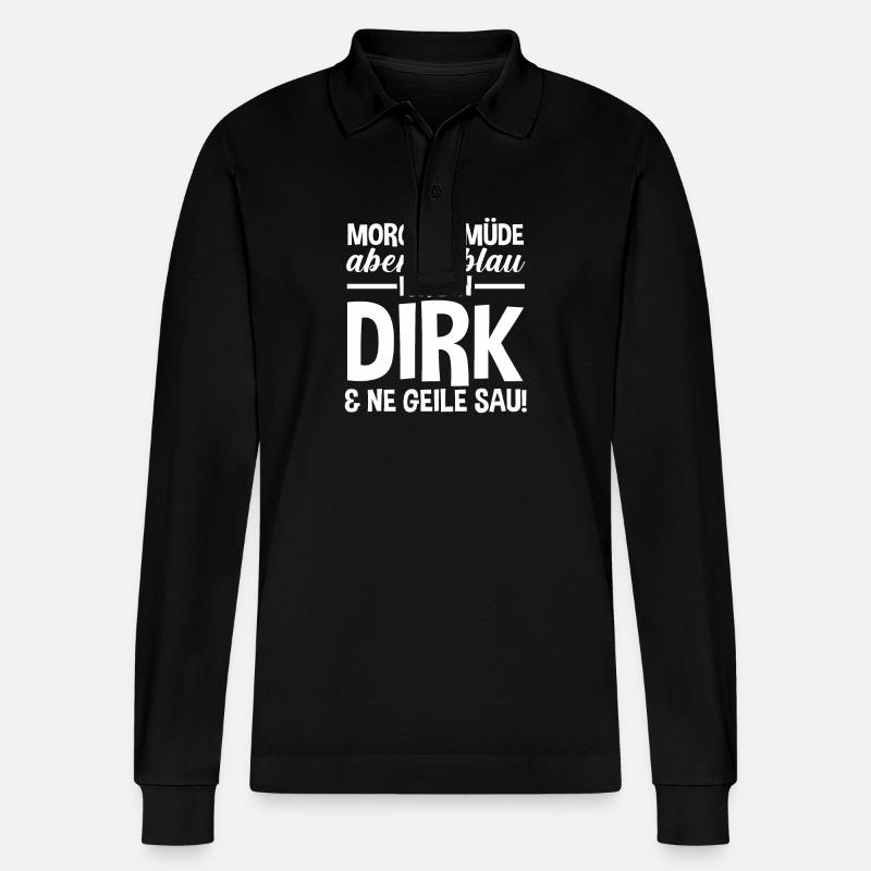 Vorname Dirk - Stanley/Stella Unisex Bio-Langarm-Poloshirt Prepster - Schwarz