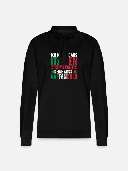 Italy Italian Vaffanculo - Stanley/Stella Organic Unisex Long-Sleeved Polo Shirt Prepster - black
