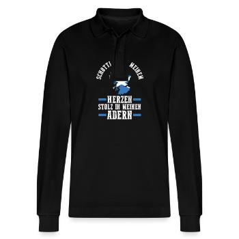 Schotten Schottisch Schottland - Stanley/Stella Unisex Bio-Langarm-Poloshirt Prepster - Schwarz - Vorne - Anna (173cm) & Nico (186cm)