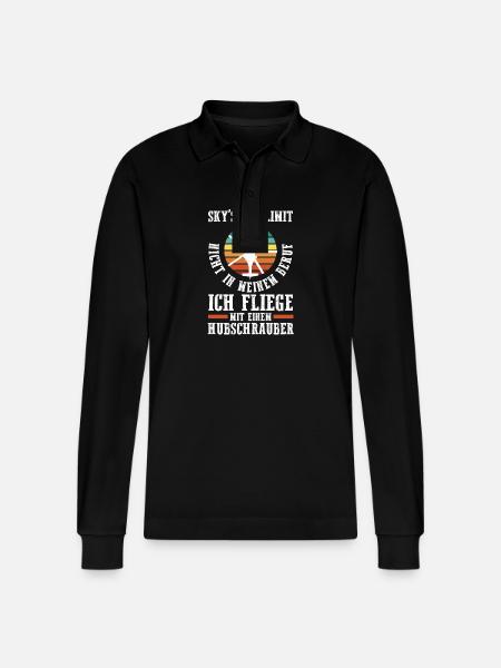 Pilot Helicopter Helicopter - Stanley/Stella Organic Unisex Long-Sleeved Polo Shirt Prepster - black