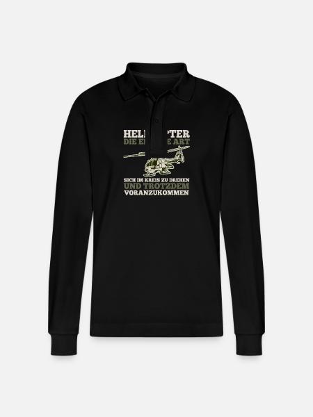 Pilot Helicopter Helicopter - Stanley/Stella Organic Unisex Long-Sleeved Polo Shirt Prepster - black