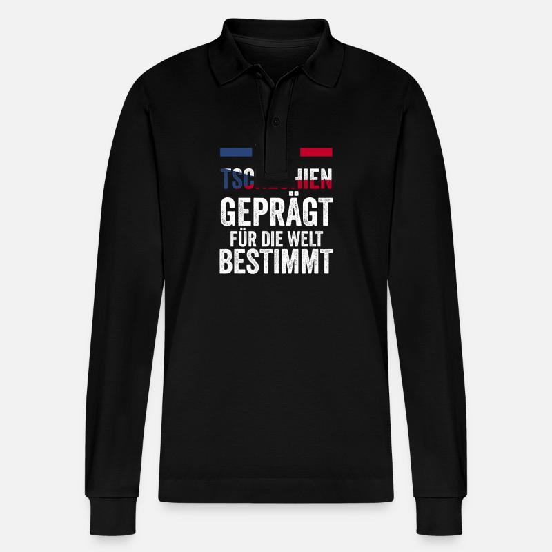 Tschechen Tschechisch Tschechien - Stanley/Stella Unisex Bio-Langarm-Poloshirt Prepster - Schwarz