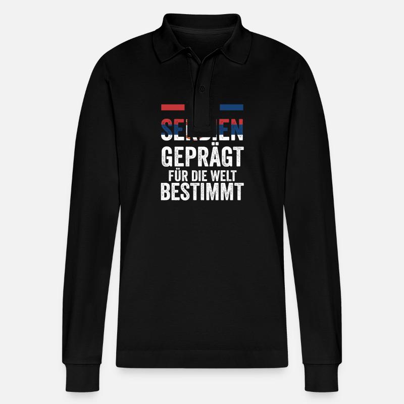 Serben Serbisch Serbien - Stanley/Stella Unisex Bio-Langarm-Poloshirt Prepster - Schwarz