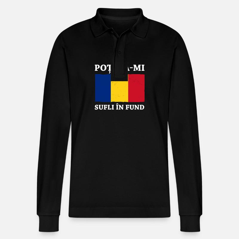 Rumänen Rumänien - Stanley/Stella Unisex Bio-Langarm-Poloshirt Prepster - Schwarz