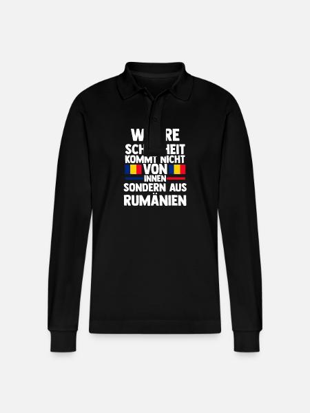 Romanian Romania Romania - Stanley/Stella Organic Unisex Long-Sleeved Polo Shirt Prepster - black