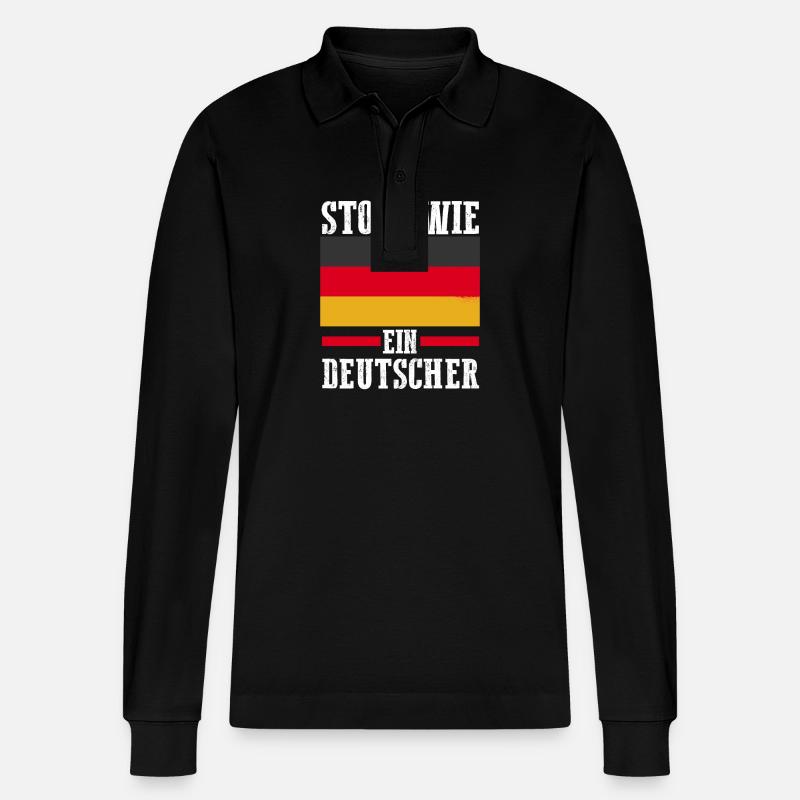 Deutscher Deutsch Deutschland - Stanley/Stella Unisex Bio-Langarm-Poloshirt Prepster - Schwarz