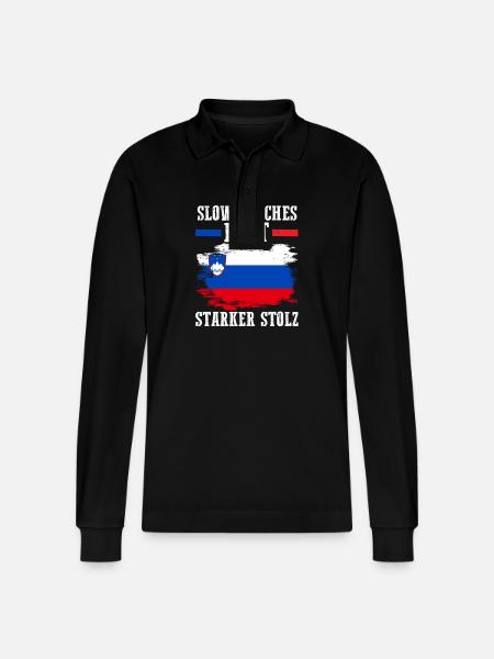 Slovenians Slovenia - Stanley/Stella Organic Unisex Long-Sleeved Polo Shirt Prepster - black