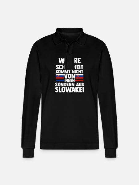 Slovakia Slovakia - Stanley/Stella Organic Unisex Long-Sleeved Polo Shirt Prepster - black