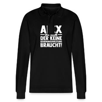 Alexander Alexandra Alexa Alex - Stanley/Stella Unisex Bio-Langarm-Poloshirt Prepster - Schwarz - Vorne - Anna (173cm) & Nico (186cm)