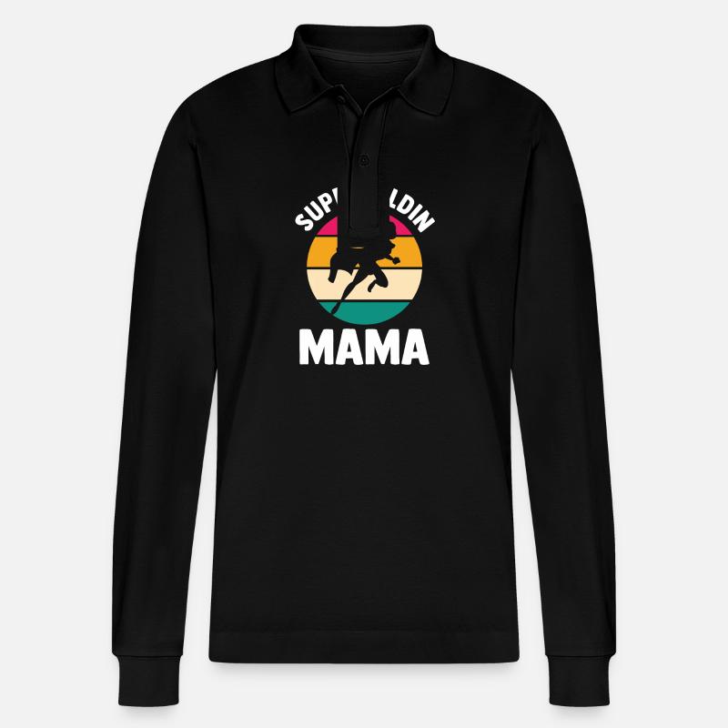 Mutter Superheldin Mama - Stanley/Stella Unisex Bio-Langarm-Poloshirt Prepster - Schwarz