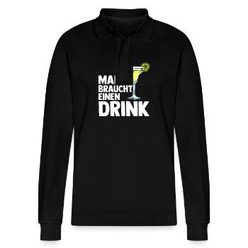 Mutter Drink Feiern Saufen Mama - Stanley/Stella Unisex Bio-Langarm-Poloshirt Prepster - Schwarz - Vorne - Anna (173cm) & Nico (186cm)