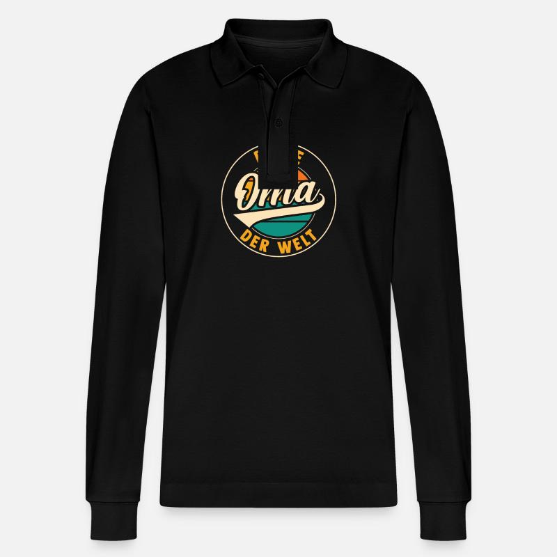 Großmutter Beste Oma - Stanley/Stella Unisex Bio-Langarm-Poloshirt Prepster - Schwarz