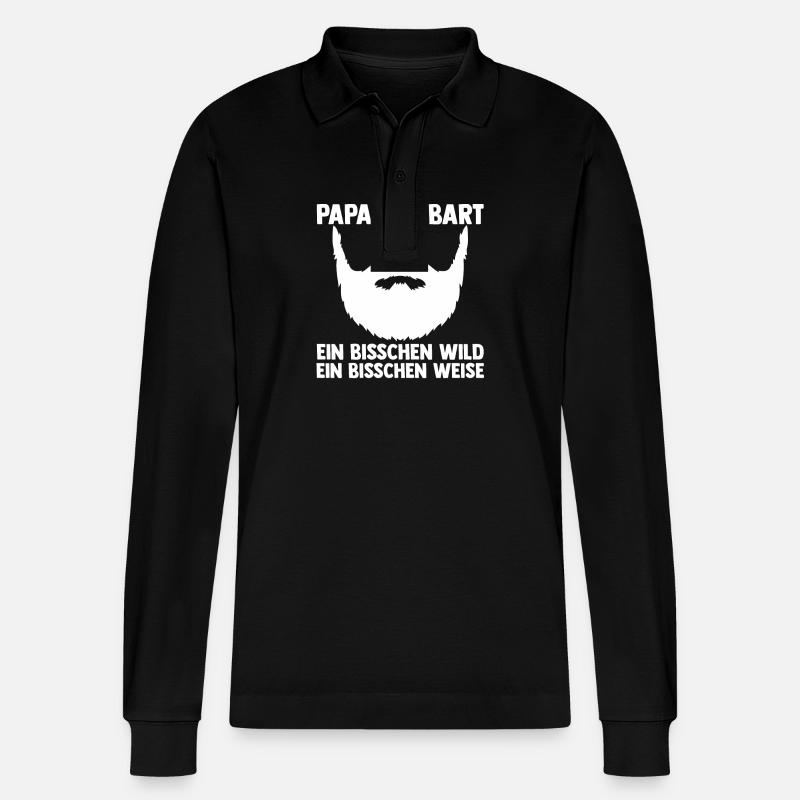 Papa Mit Bart - Stanley/Stella Unisex Bio-Langarm-Poloshirt Prepster - Schwarz