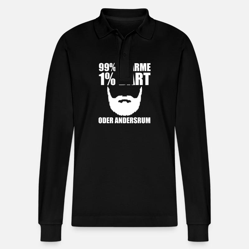 Bärtig Bartträger Bart - Stanley/Stella Unisex Bio-Langarm-Poloshirt Prepster - Schwarz
