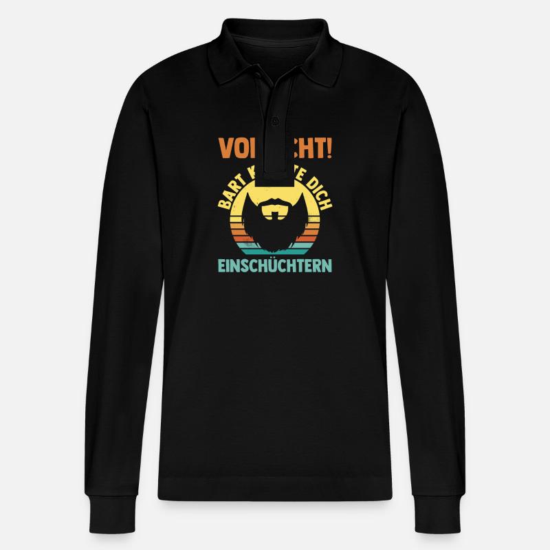 Bärtig Bartträger Bart - Stanley/Stella Unisex Bio-Langarm-Poloshirt Prepster - Schwarz