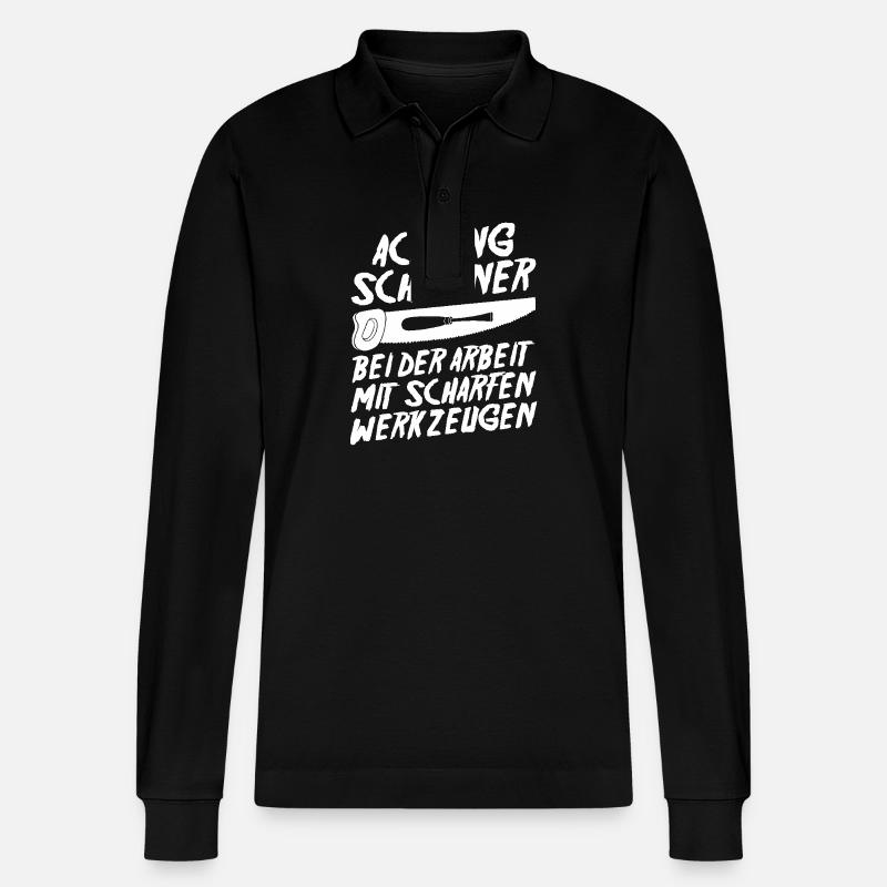 Carpenter, Carpenter, Carpenter - Stanley/Stella Organic Unisex Long-Sleeved Polo Shirt Prepster - black
