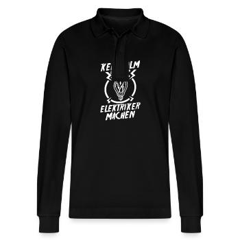 Master Electrician Electrical Engineer Electrician - Stanley/Stella Organic Unisex Long-Sleeved Polo Shirt Prepster - black - Front - Anna (173cm) & Nico (186cm)
