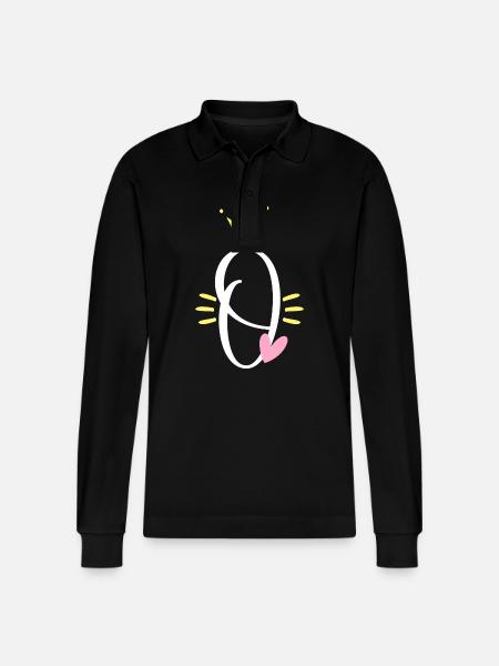 Letter O Initial Letter Crown - Stanley/Stella Organic Unisex Long-Sleeved Polo Shirt Prepster - black