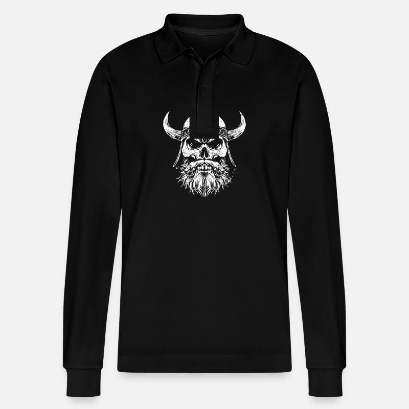 Wikinger Totenkopf Odin - Stanley/Stella Unisex Bio-Langarm-Poloshirt Prepster - Schwarz