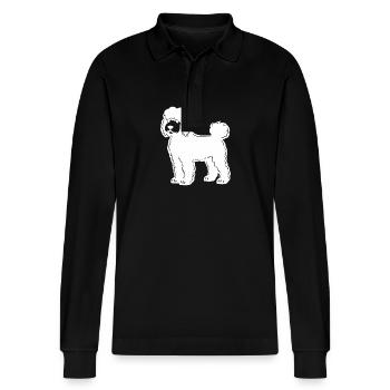 Poodle Hund Silhouette - Stanley/Stella Unisex Bio-Langarm-Poloshirt Prepster - Schwarz - Vorne - Anna (173cm) & Nico (186cm)