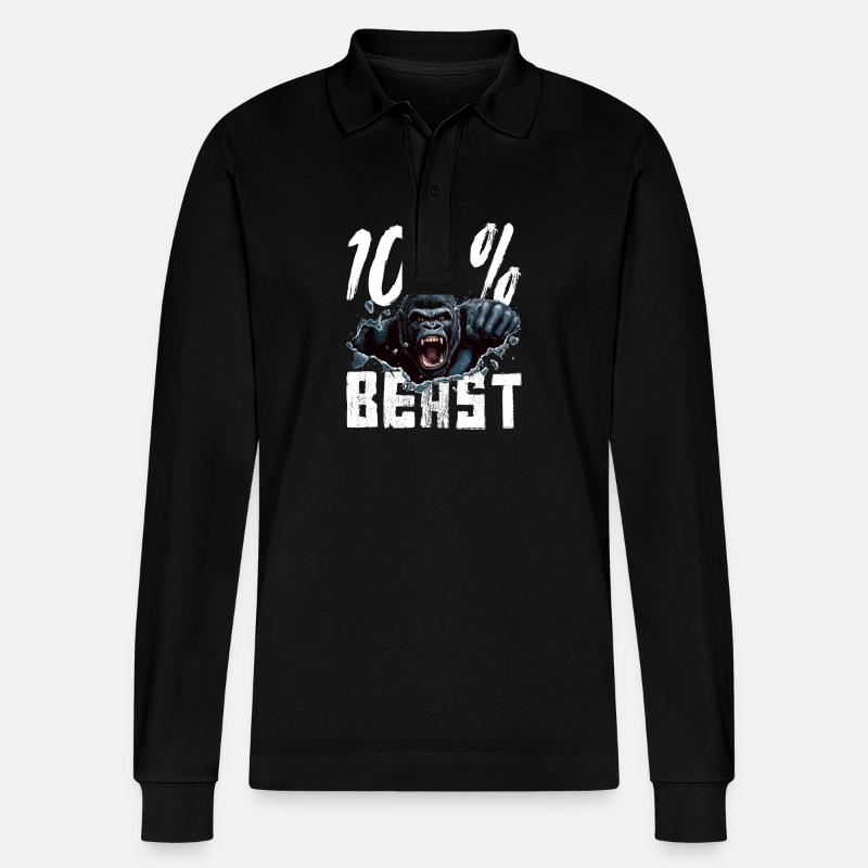 Gorilla Beast Power - Stanley/Stella Unisex Bio-Langarm-Poloshirt Prepster - Schwarz
