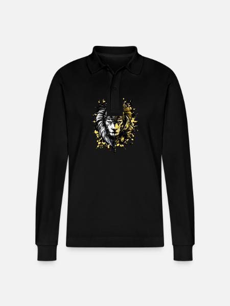 Spartan Lion Sparta Helmet Beast - Stanley/Stella Organic Unisex Long-Sleeved Polo Shirt Prepster - black