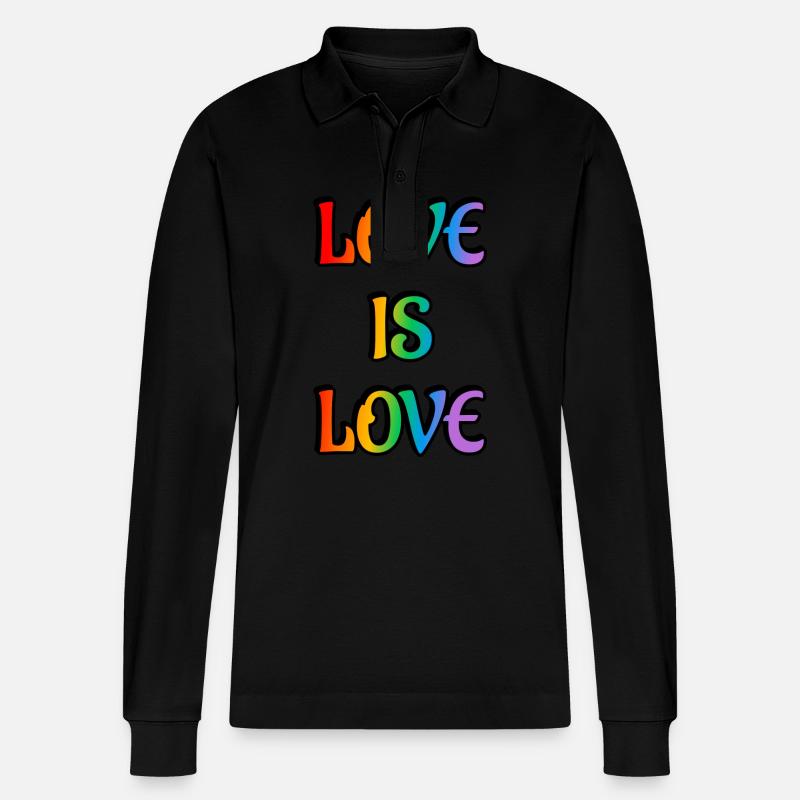 Regenbogen-Liebe ist Liebe - Stanley/Stella Unisex Bio-Langarm-Poloshirt Prepster - Schwarz