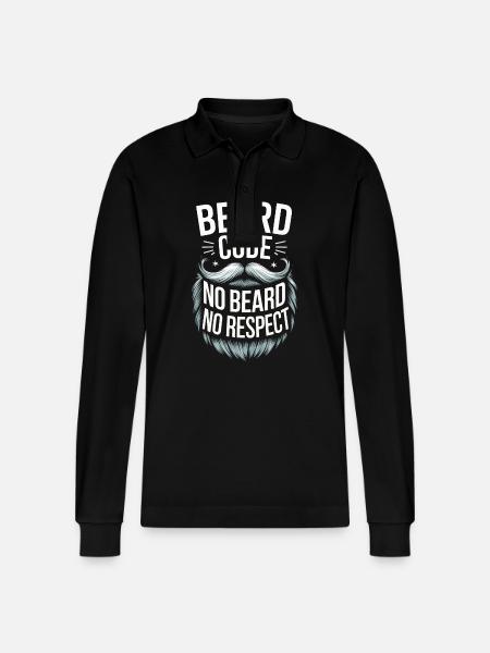 Beard Mustache Bearded Men - Stanley/Stella Organic Unisex Long-Sleeved Polo Shirt Prepster - black