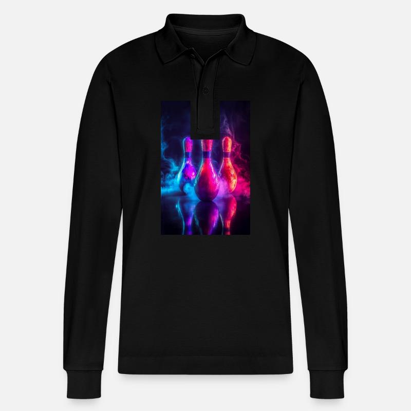 Neon Glow Bowling Pins - Stanley/Stella Unisex Bio-Langarm-Poloshirt Prepster - Schwarz