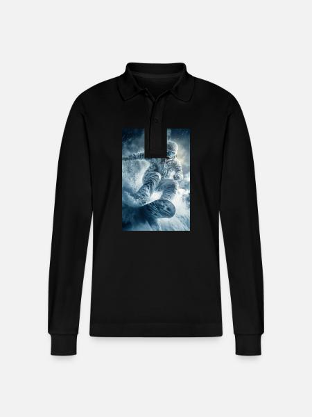 Frozen Thrill Snowboarder - Stanley/Stella Organic Unisex Long-Sleeved Polo Shirt Prepster - black