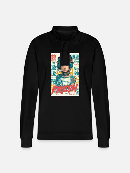 Urban Fresh Vibes - Stanley/Stella Organic Unisex Long-Sleeved Polo Shirt Prepster - black