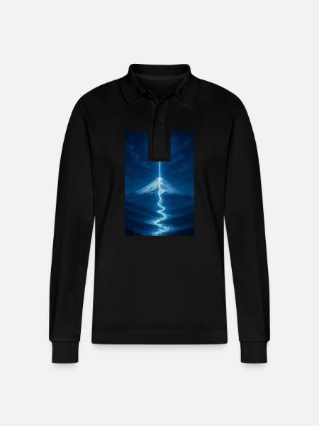 Lunar River Flowing Down - Stanley/Stella Organic Unisex Long-Sleeved Polo Shirt Prepster - black