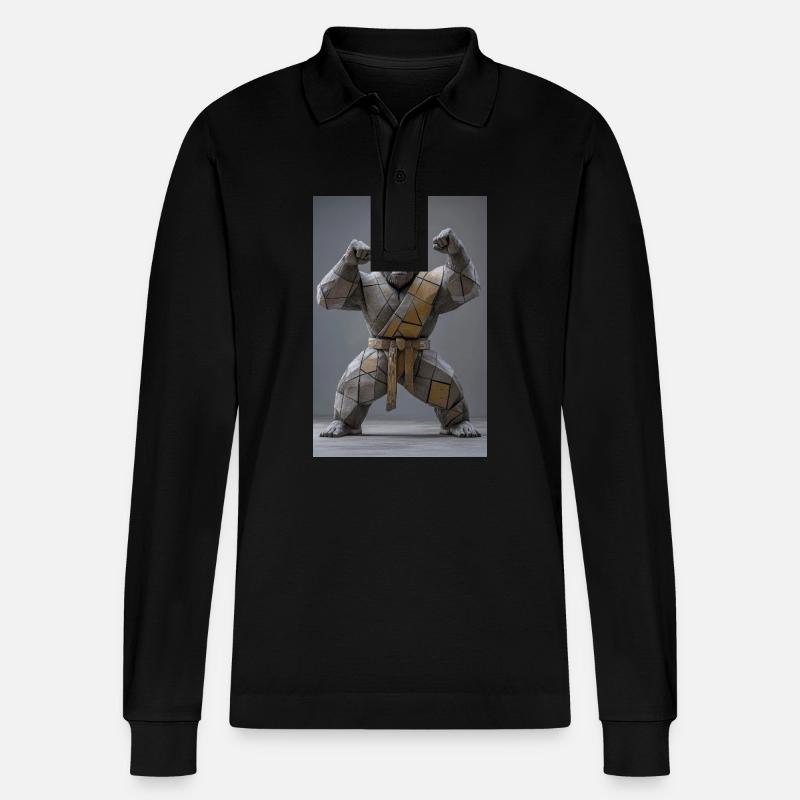 Sumo Gorilla Krieger - Stanley/Stella Unisex Bio-Langarm-Poloshirt Prepster - Schwarz