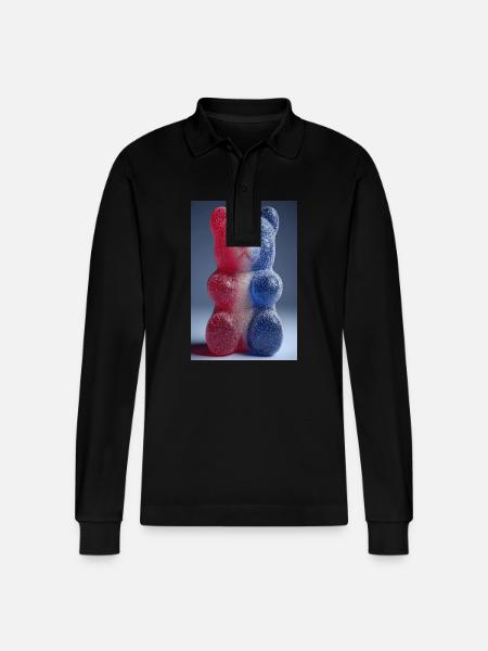 French Flag Gummy Bear - Stanley/Stella Organic Unisex Long-Sleeved Polo Shirt Prepster - black