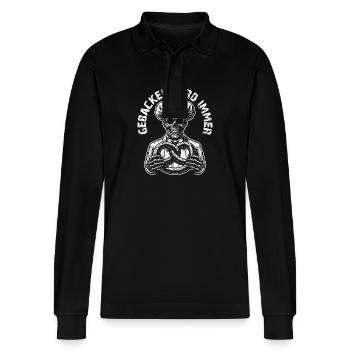 Zombie als Bäcker - gebacken wird immer - Stanley/Stella Unisex Bio-Langarm-Poloshirt Prepster - Schwarz - Vorne - Anna (173cm) & Nico (186cm)