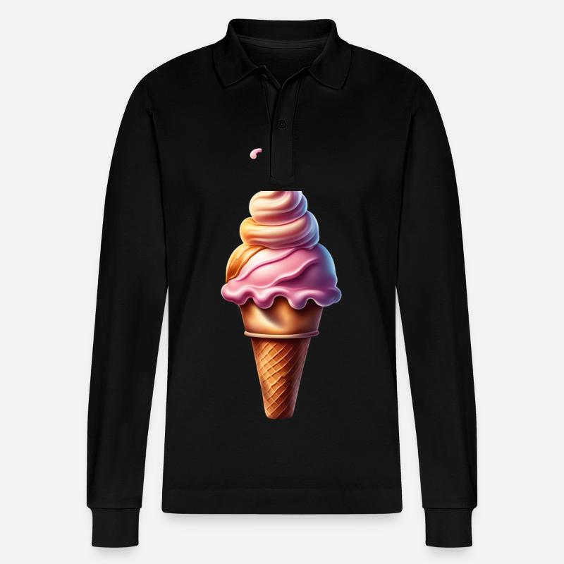 Süße Eiswaffel - Stanley/Stella Unisex Bio-Langarm-Poloshirt Prepster - Schwarz
