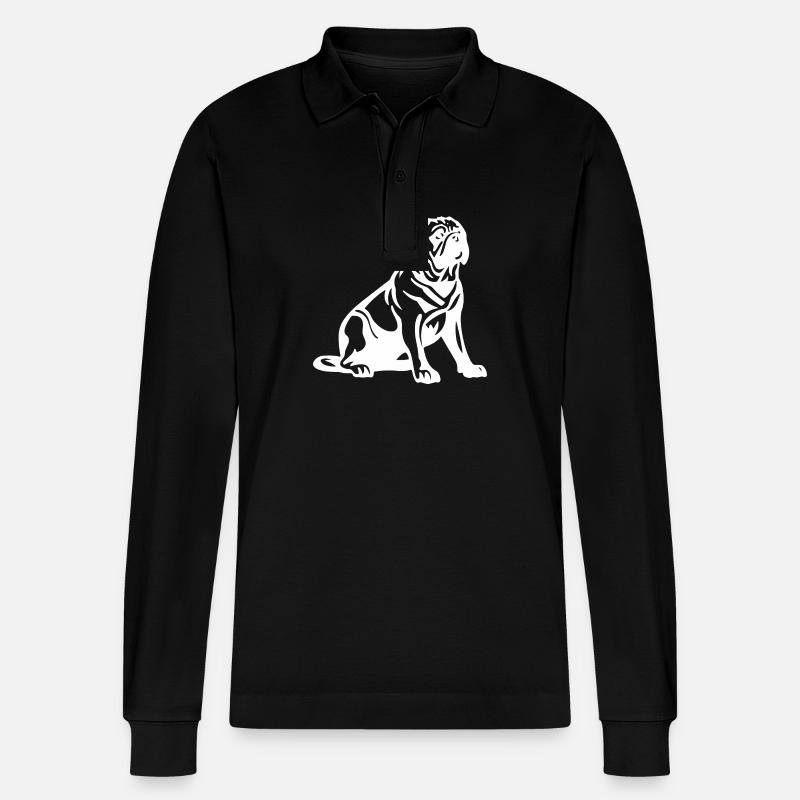 Silhouette de chien carlin - Polo à manches longues bio PREPSTER Stanley/Stella Unisexe - noir