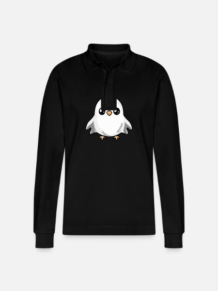 Dove Bird Halloween Funny Ghost - Stanley/Stella Organic Unisex Long-Sleeved Polo Shirt Prepster - black