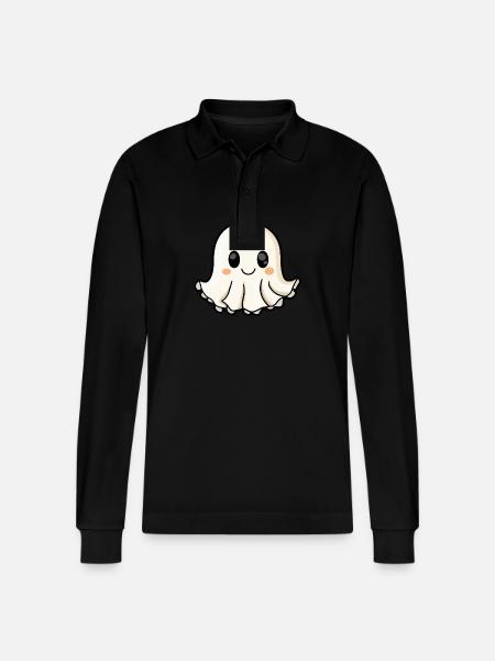 Jellyfish Halloween Funny Ghost - Stanley/Stella Organic Unisex Long-Sleeved Polo Shirt Prepster - black