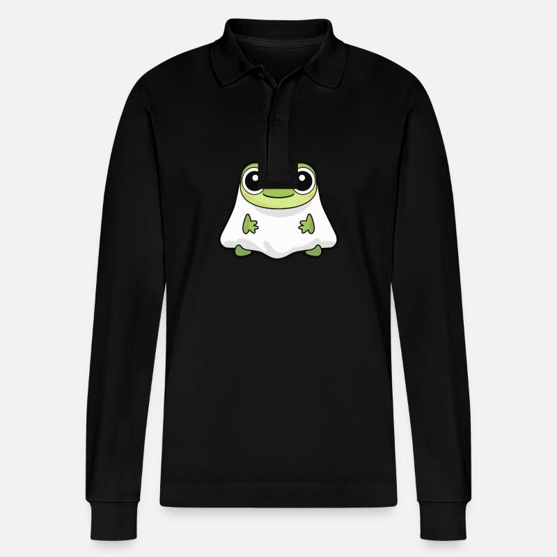 Frosch Halloween Lustig Geist - Stanley/Stella Unisex Bio-Langarm-Poloshirt Prepster - Schwarz