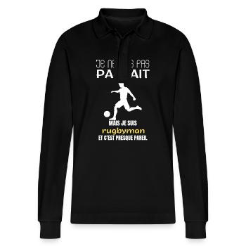 pas parfait rugby homme humour rugbyman cadeau - Polo à manches longues bio PREPSTER Stanley/Stella Unisexe - noir - Devant - Anna (173cm) & Nico (186cm)