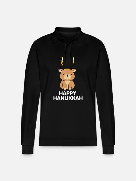 Hanukkah - Stanley/Stella Organic Unisex Long-Sleeved Polo Shirt Prepster - black