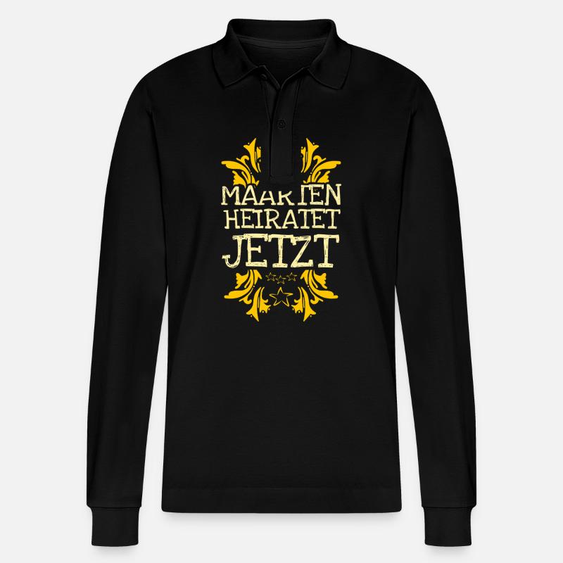 Bachelor Maarten - Stanley/Stella Unisex Bio-Langarm-Poloshirt Prepster - Schwarz