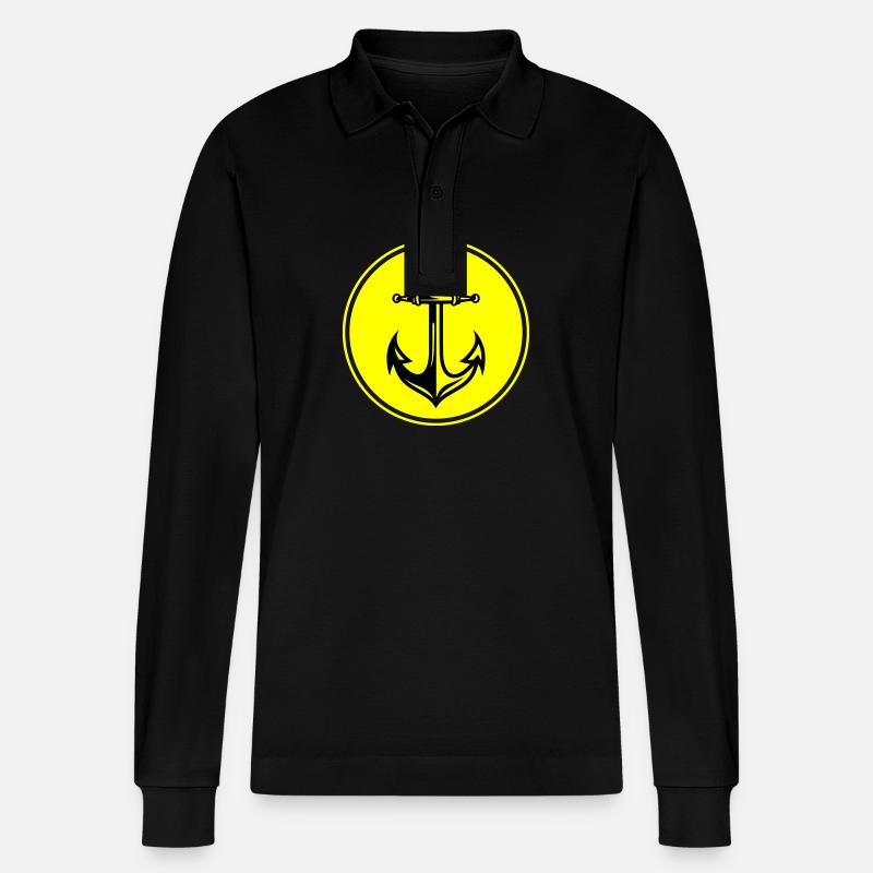 Anker Hafen Symbol - Stanley/Stella Unisex Bio-Langarm-Poloshirt Prepster - Schwarz