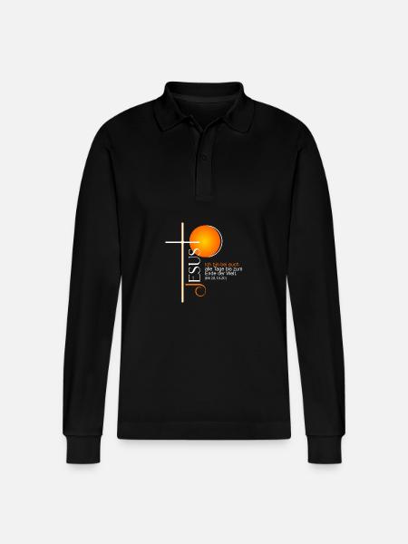 Ich bin bei euch - Stanley/Stella Unisex Bio-Langarm-Poloshirt Prepster - Schwarz
