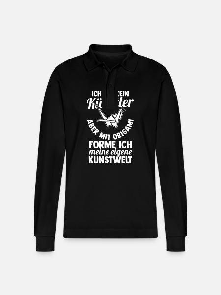 Japanese Folding Art Origami - Stanley/Stella Organic Unisex Long-Sleeved Polo Shirt Prepster - black