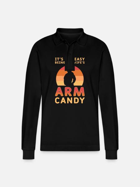 Arm Candy Husband - Stanley/Stella Organic Unisex Long-Sleeved Polo Shirt Prepster - black
