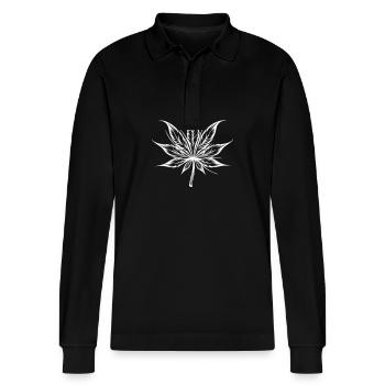 Hemp Leaf Symbol Weed Cannabis Hemp - Stanley/Stella Organic Unisex Long-Sleeved Polo Shirt Prepster - black - Front - Anna (173cm) & Nico (186cm)