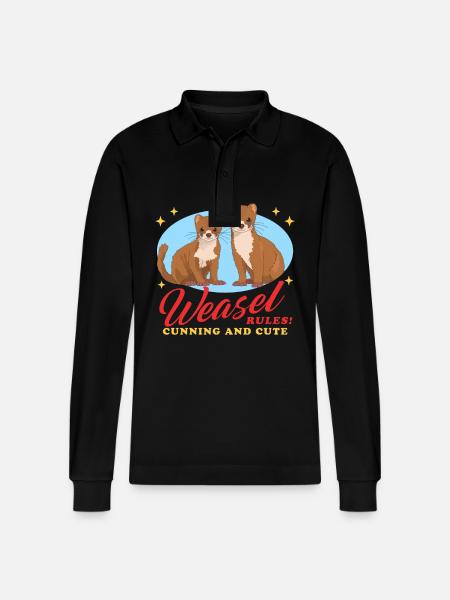 Weasel Mouse Weasel Dwarf Weasel Gift - Stanley/Stella Organic Unisex Long-Sleeved Polo Shirt Prepster - black