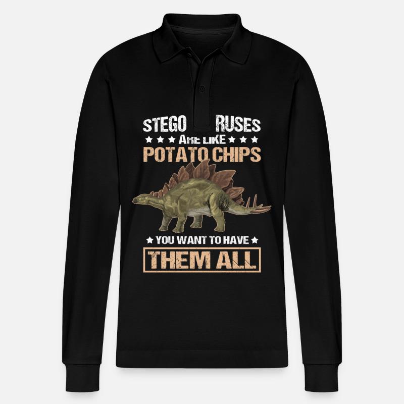 Cadeau de dinosaure Stegosaurus Dinos - Polo à manches longues bio PREPSTER Stanley/Stella Unisexe - noir